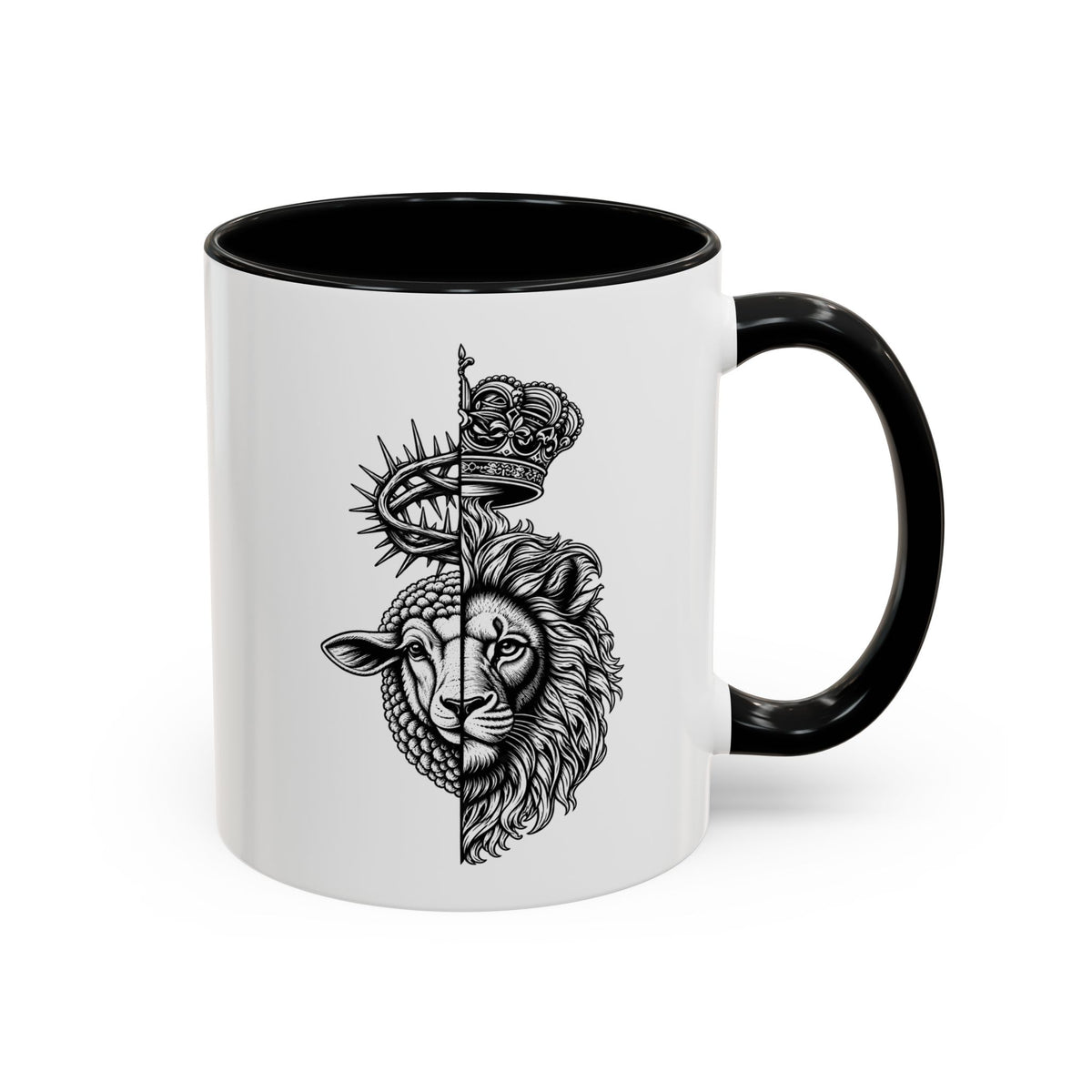 Lion & Lamb Religious Accent Coffee Mug — Crown of Thorns Christian Gift (11/15oz)