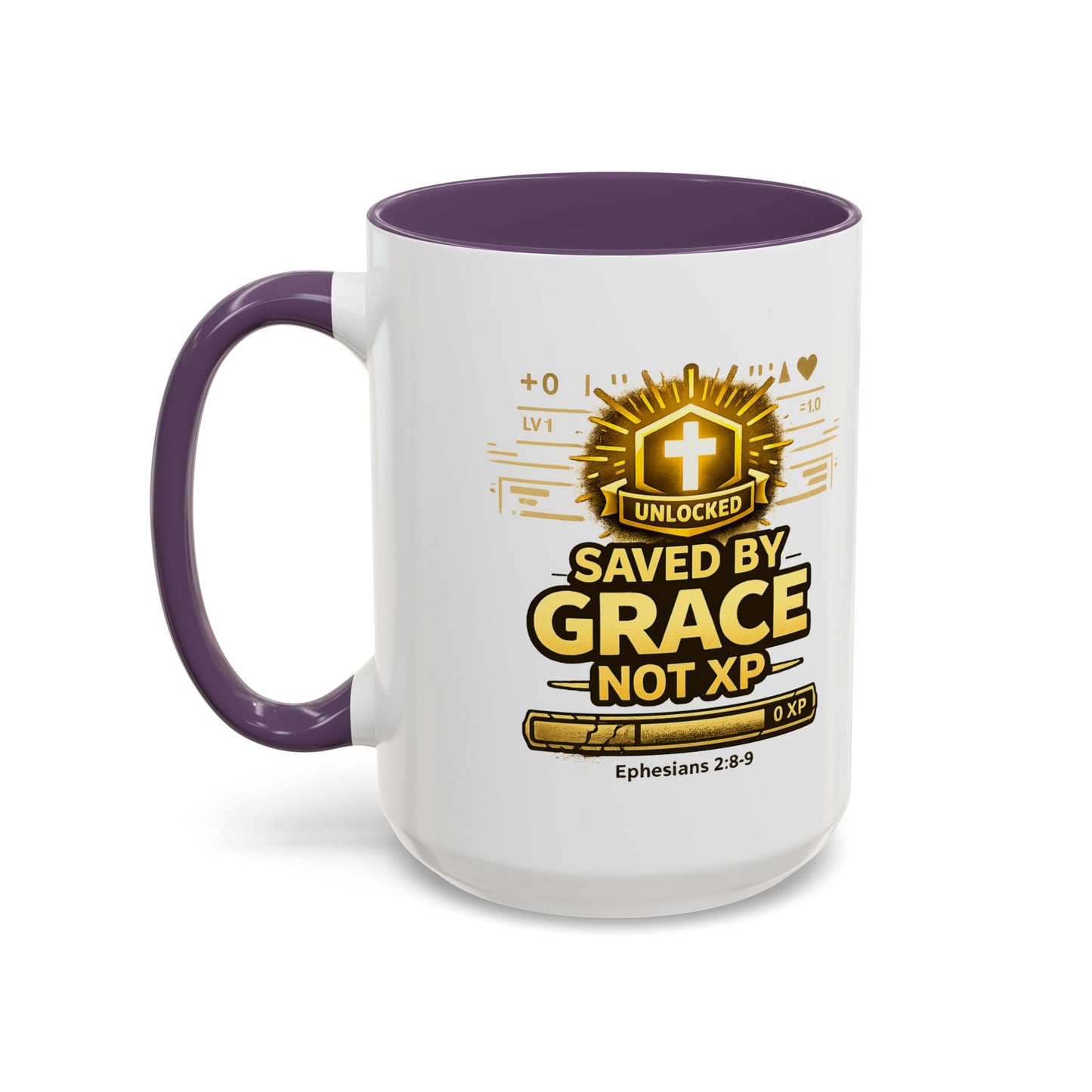 Saved by Grace Coffee Mug — Christian Gamer "Not XP" 11/15oz Accent Mug