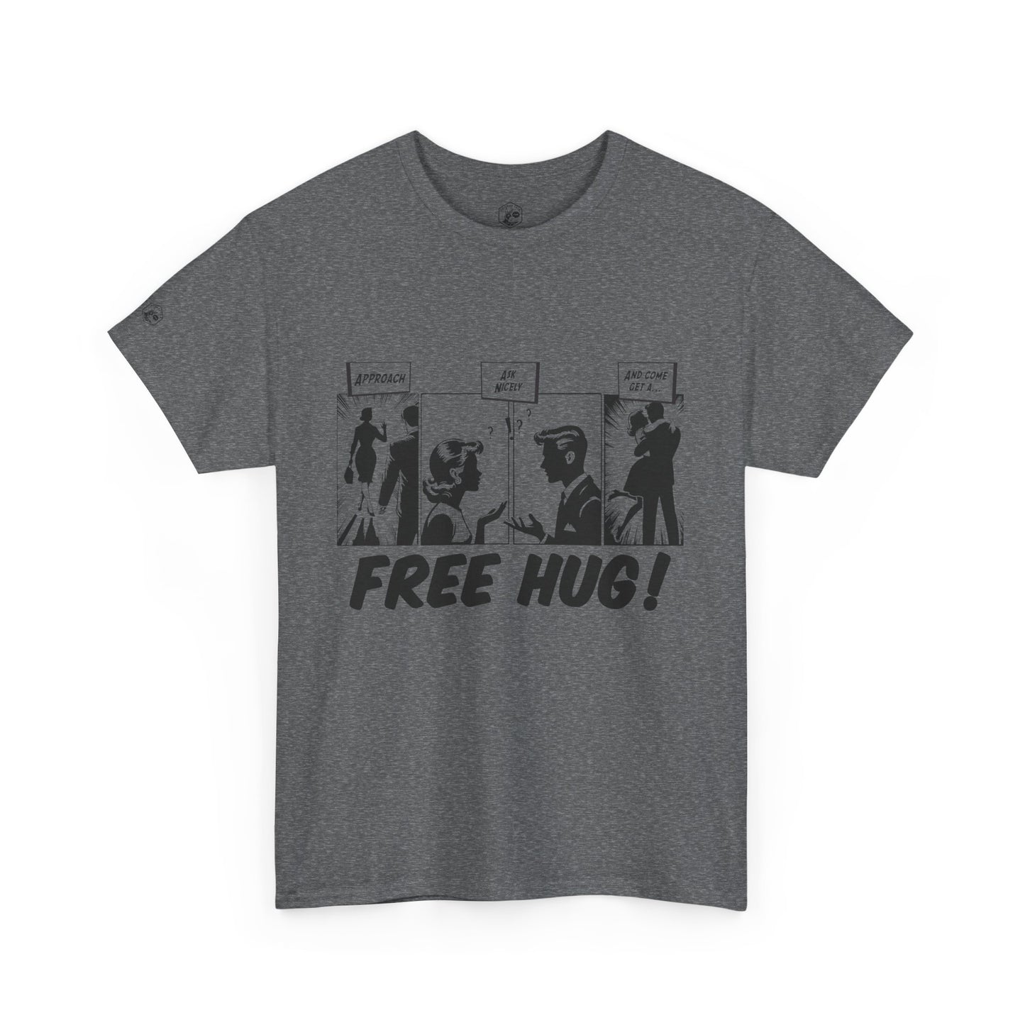 Free Hug Day Comics Unisex Heavy Cotton Tee - Fun Comic Design for Casual Wear