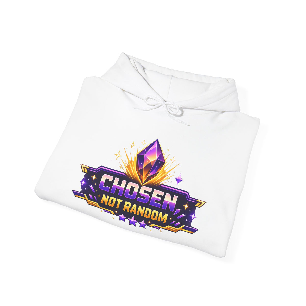 Chosen Not Random Hoodie — Gamer Badge Graphic Hooded Sweatshirt