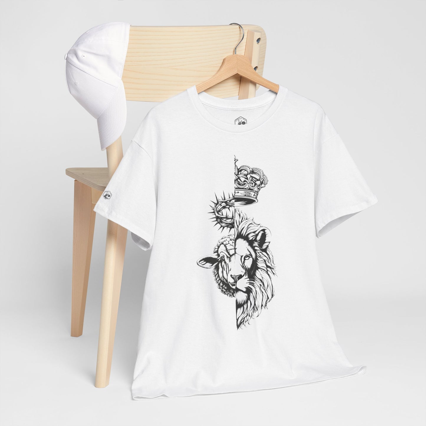 Unisex Heavy Cotton Tee - Bold 'Lion & Lamb' Design for Everyday Wear